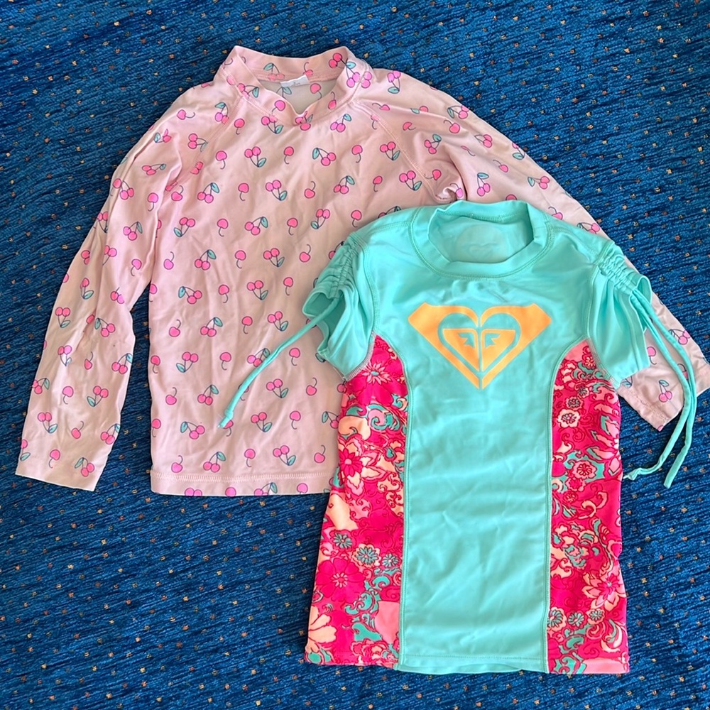 Girls swim rash guards, bundle, size 5, EGG by Susan Lazar and ROXY